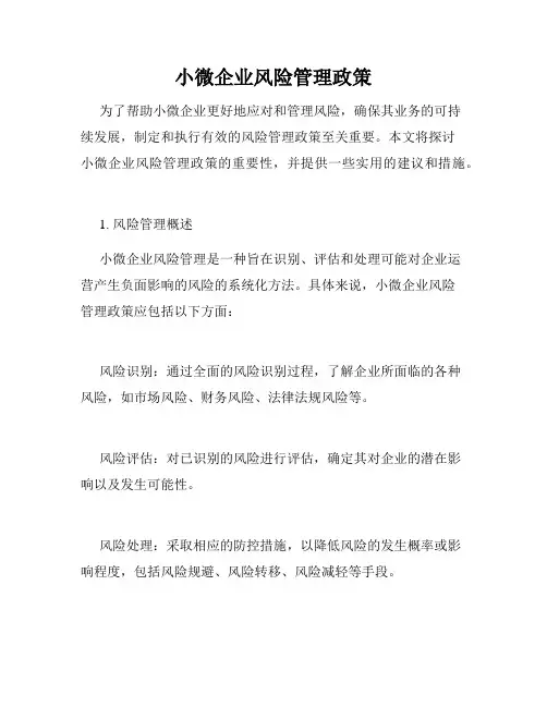 小微企业风险管理政策