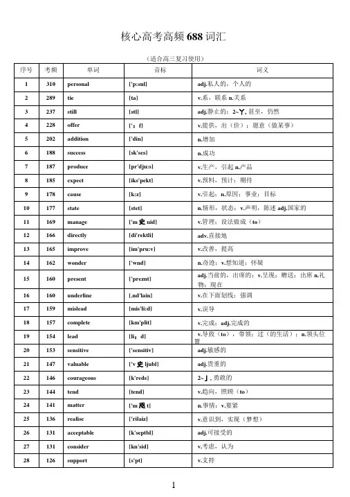 核心高考高频688词汇(高考高频词汇)