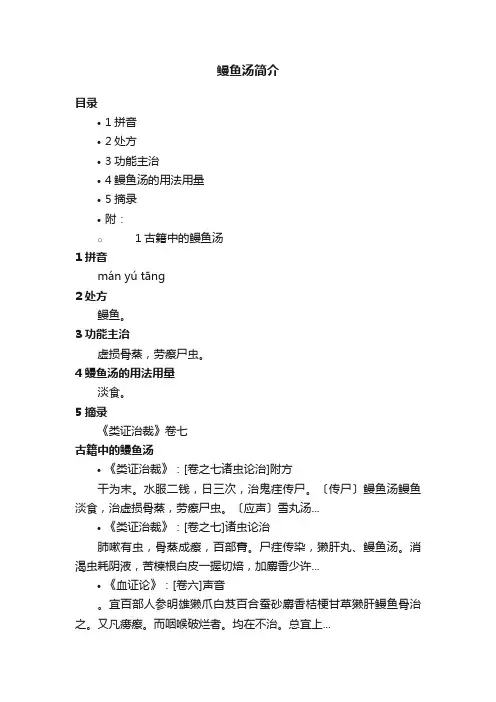 鳗鱼汤简介