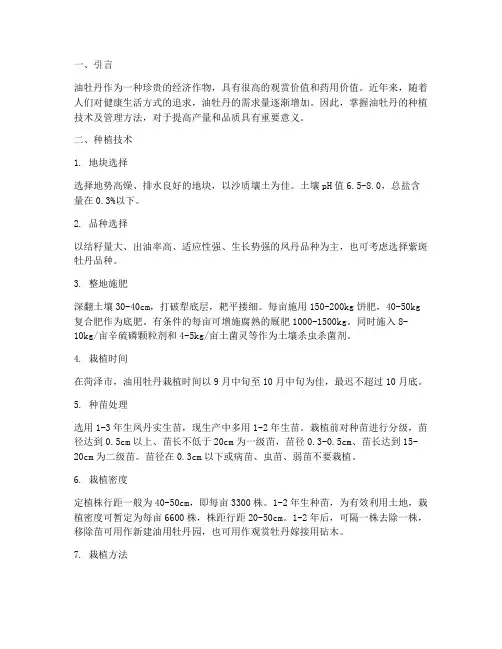 油牡丹种植技术及管理