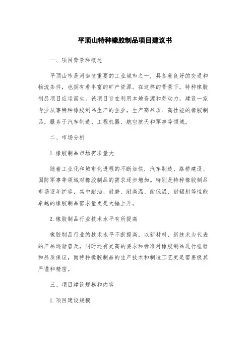 平顶山特种橡胶制品项目建议书