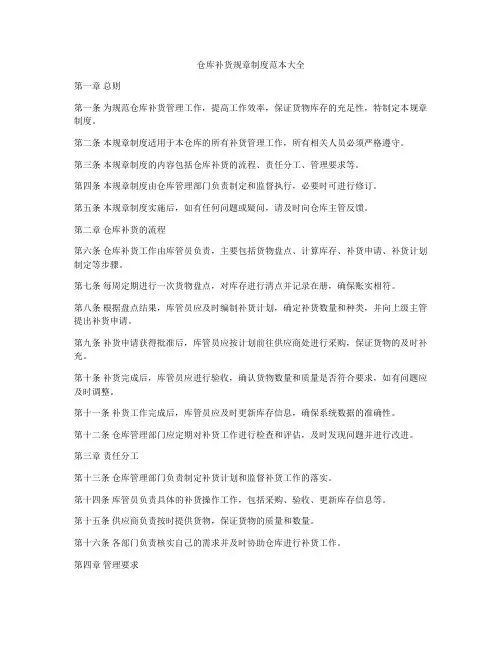 仓库补货规章制度范本大全