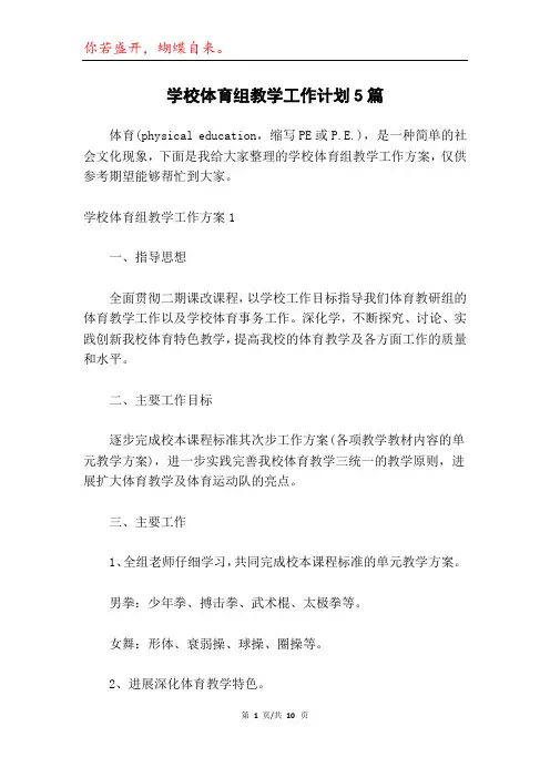 学校体育组教学工作计划5篇