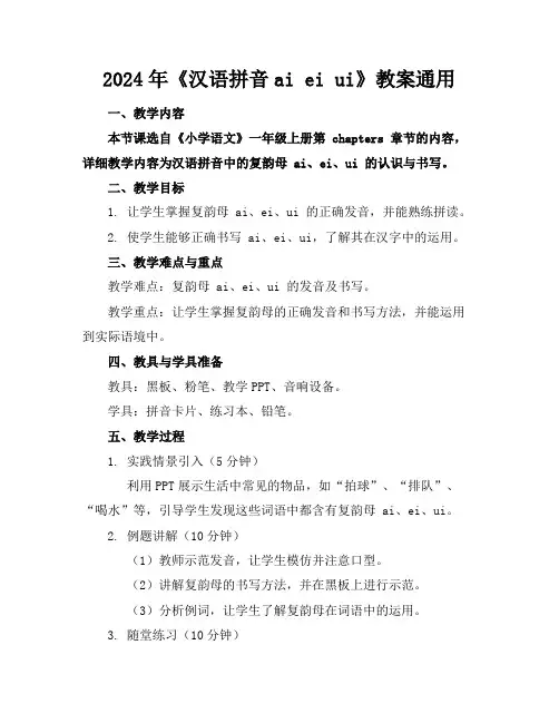 2024年《汉语拼音aieiui》教案通用