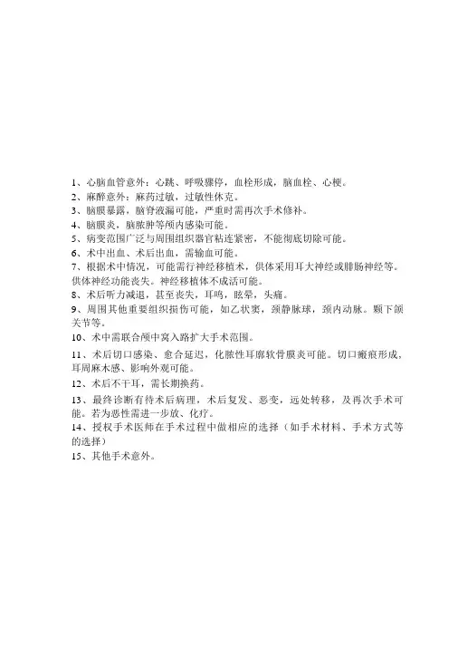 面神经探查+腮腺肿物切除手术同意书