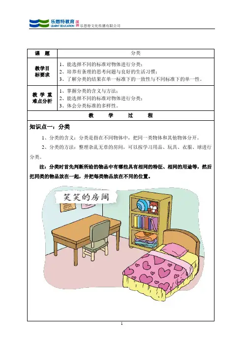 小学一年级分类知识点及运用