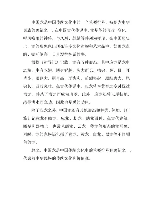 关于中国龙的介绍