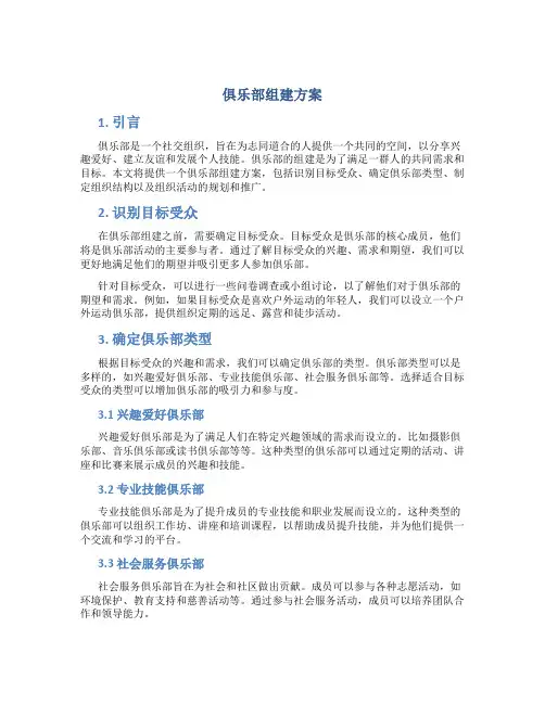 俱乐部 组建 方案