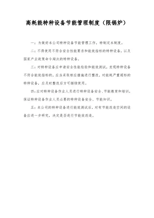 高耗能特种设备节能管理制度(限锅炉)