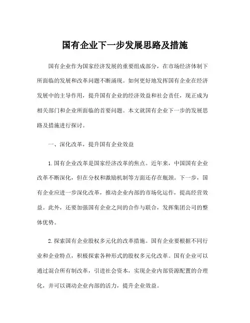 国有企业下一步发展思路及措施