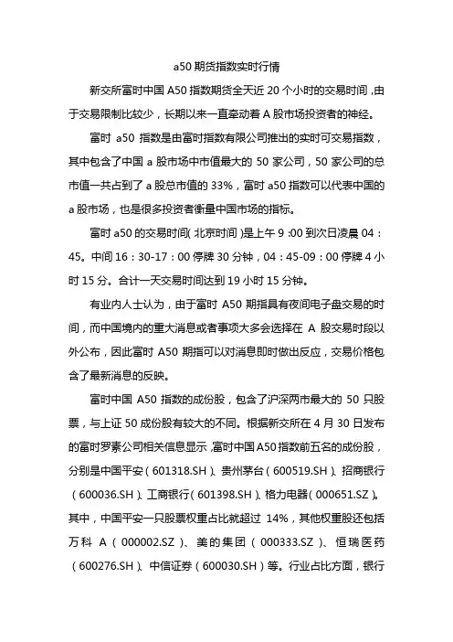a50期货指数实时行情