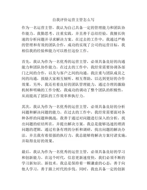 自我评价运营主管怎么写