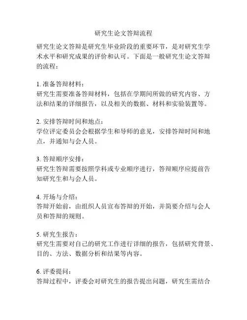 研究生论文答辩流程
