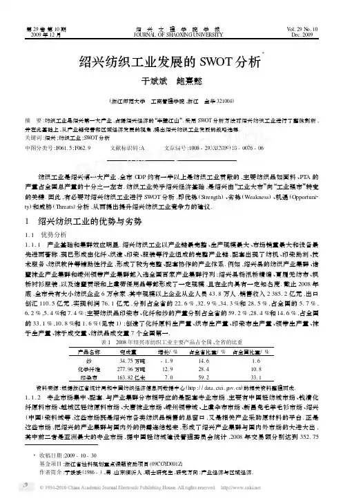 绍兴纺织工业发展的SWOT分析