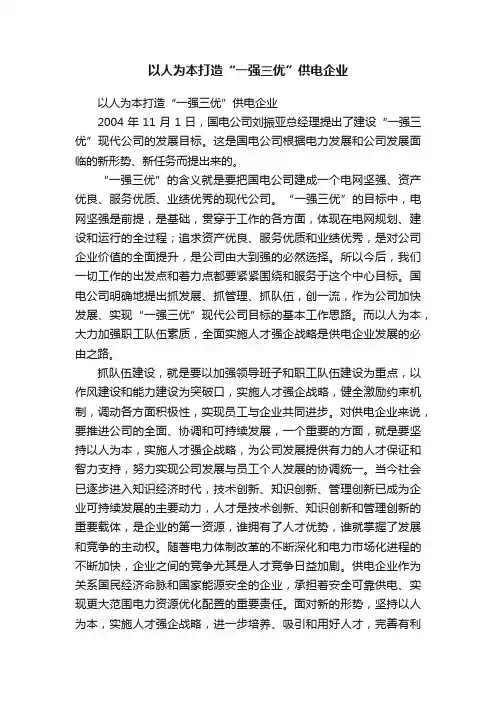 以人为本打造“一强三优”供电企业