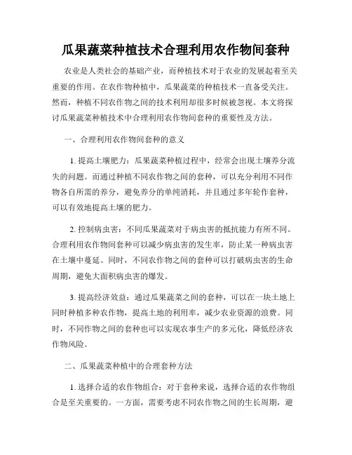 瓜果蔬菜种植技术合理利用农作物间套种