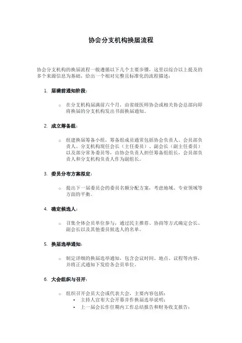 协会分支机构换届流程