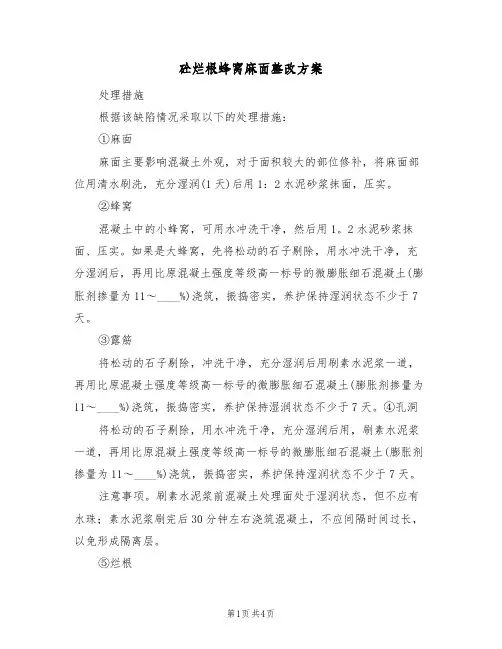 砼烂根蜂窝麻面整改方案(二篇)