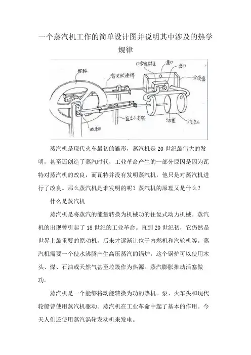 一个蒸汽机工作的简单设计图并说明其中涉及的热学规律