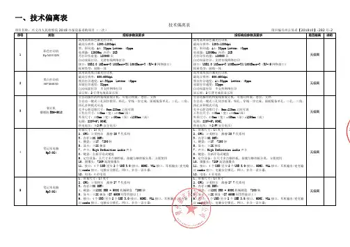 一、技术偏离表