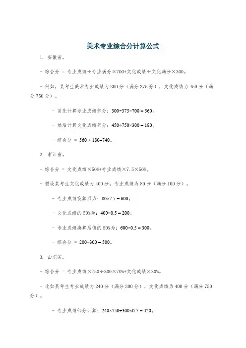 美术专业综合分计算公式