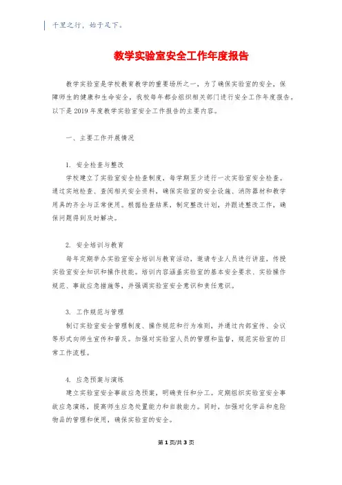 教学实验室安全工作年度报告