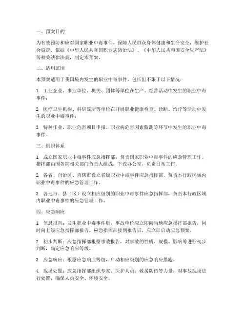 国家职业中毒事件应急预案