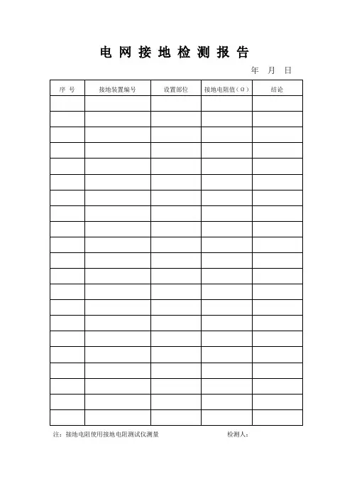 电网接地检测报告及接地测试点位置示意图