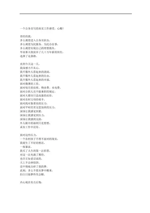 一个公务员写的真实工作感受