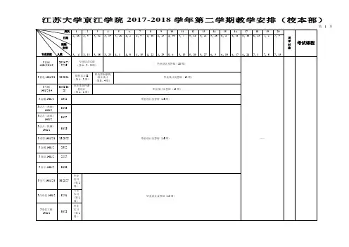 江苏大学京江学院2017-2018学年第二学期教学安排(校本部)