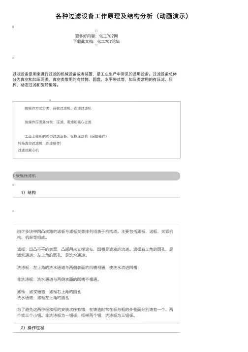 各种过滤设备工作原理及结构分析（动画演示）