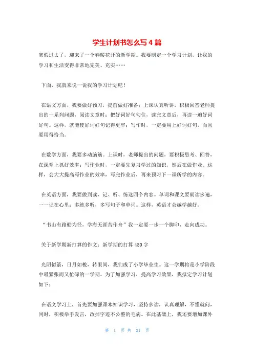 学生计划书怎么写4篇