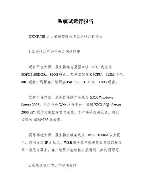 系统试运行报告