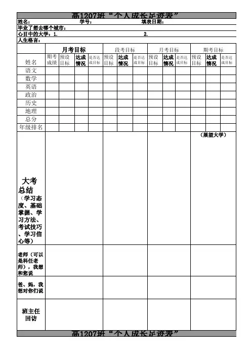 学生个人成长记录表