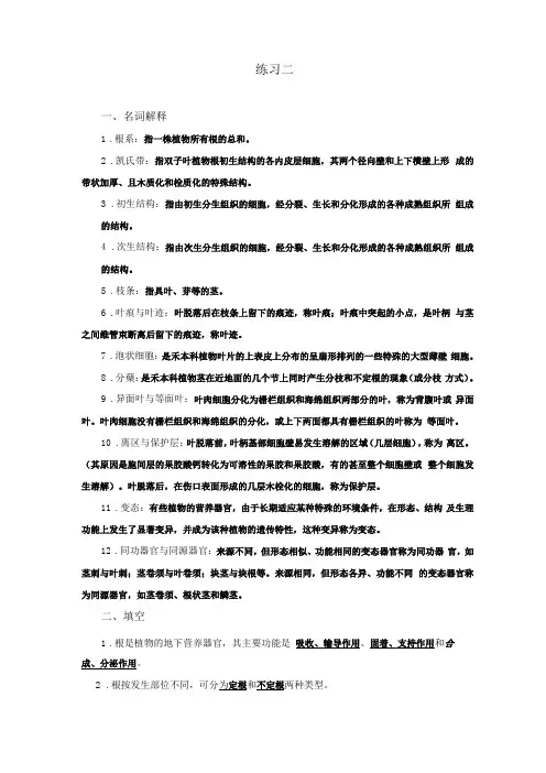 植物与植物生理练习题