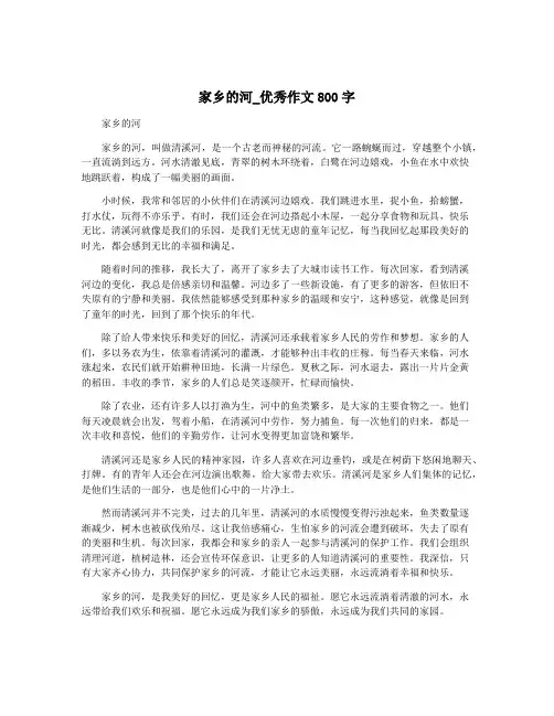 家乡的河_优秀作文800字