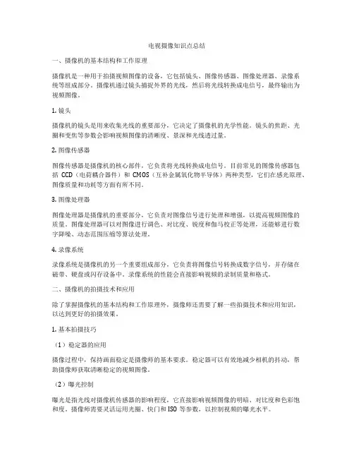 电视摄像知识点总结