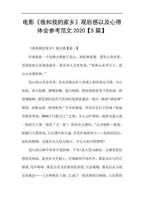 电影《我和我的家乡》观后感以及心得体会参考范文2020【5篇】
