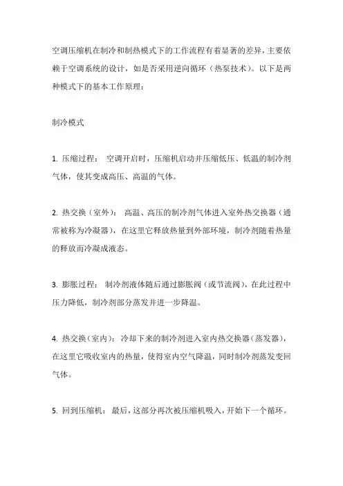 空调压缩机制冷制热工作流程