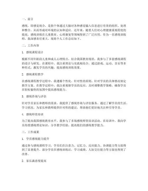 感统个人工作总结