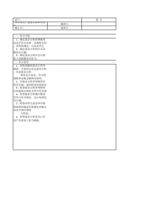 盈余公积审计程序