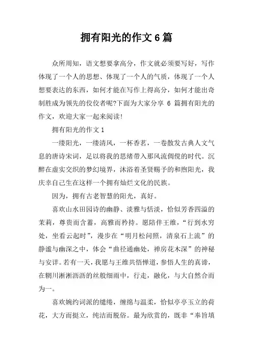 拥有阳光的作文6篇