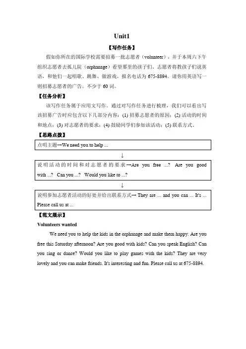 人教版七年级下册英语各单元写作指导及写作范文