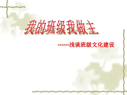 班主任培训课件：班级文化建设