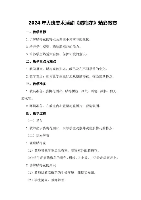 2024年大班美术活动《腊梅花》精彩教案