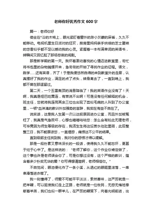 老师你好优秀作文600字