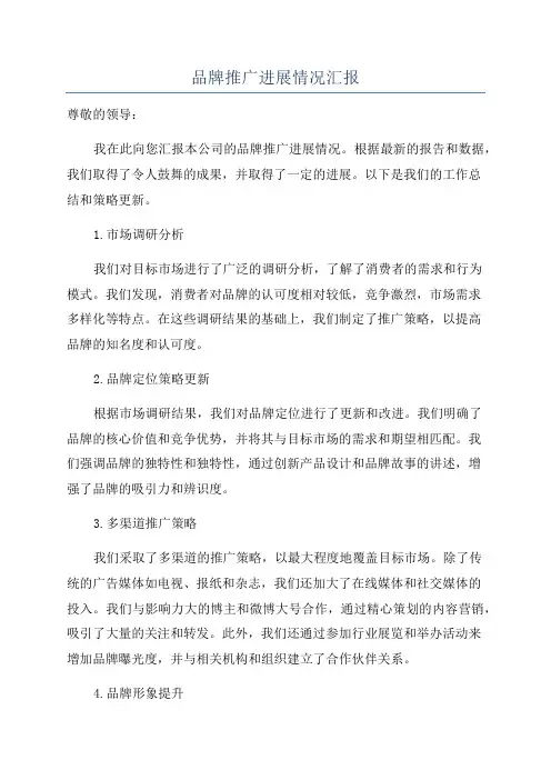 品牌推广进展情况汇报