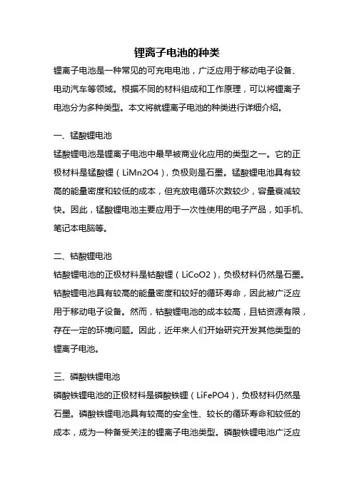 锂离子电池的种类