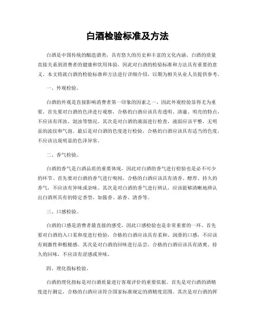 白酒检验标准及方法