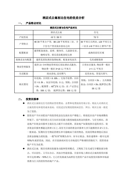 酒店式公寓相比住宅的优劣分析